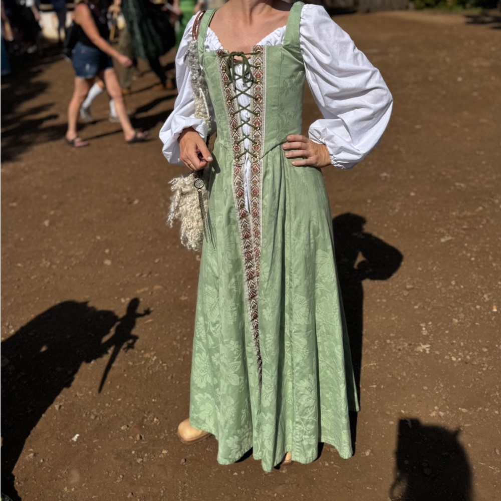 Renaissance Brocade Corset Overdress with Chemise